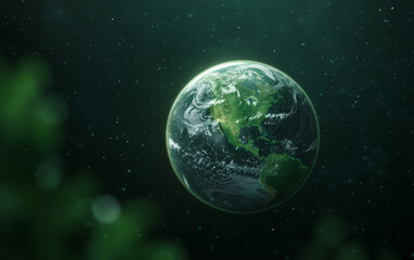Fototapeta premium Glowing Earth Floating in Space 