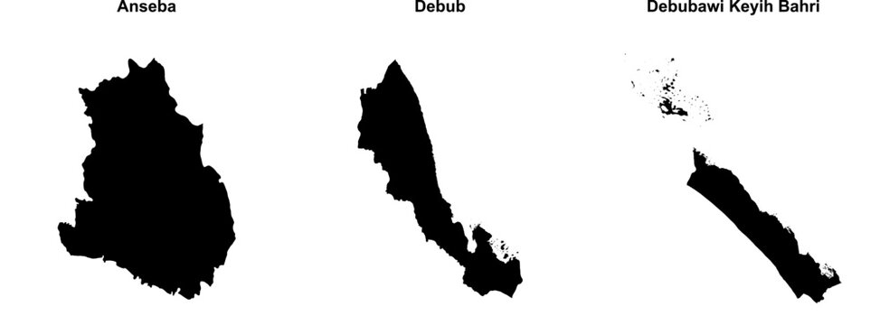 Anseba, Debub, Debubawi Keyih Bahri outline maps