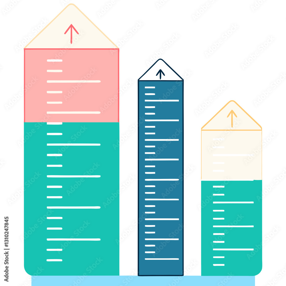 Poster growth chart icon showing progress and data analysis concept