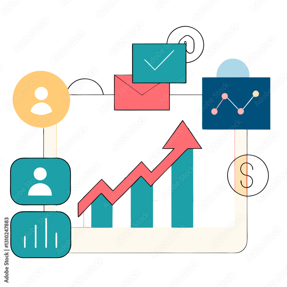 Poster growth-hack icon showing upward trend and data visualization concept