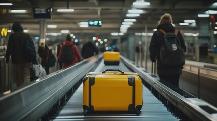 Airport baggage claim, people walking