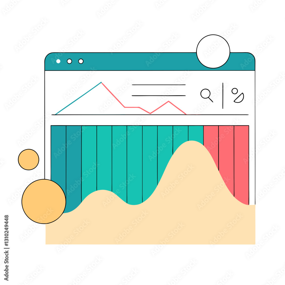 Poster data analysis icon showcasing trends and dynamics, visualization concept