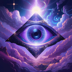 God's view. Ajna chakra. AI generation