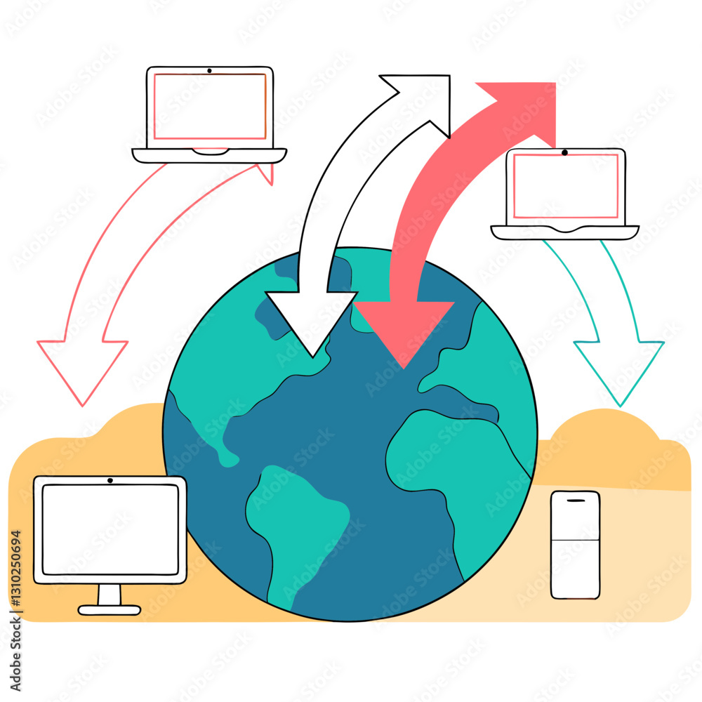 Aufkleber web traffic icon illustrating data flow across networks, connectivity concept