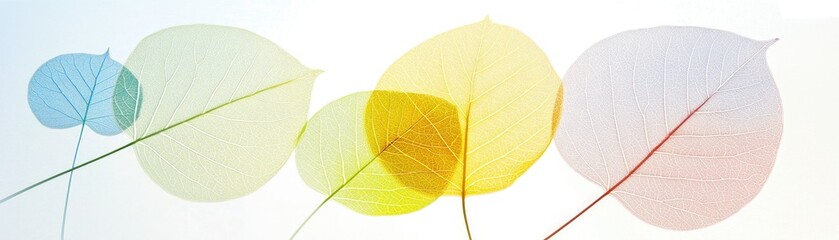 Obraz premium Colorful translucent leaves overlapping for a nature design, perfect backdrop