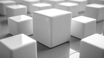 White cubes leadership, grid, studio, reflection, background