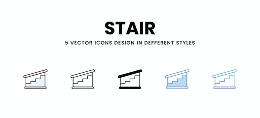 Stair vector icons set stock illustration.