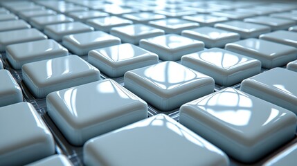 White Cubes Grid, Shiny Surface, Window Background, Abstract Design