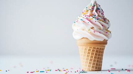 Delicious Pink Ice Cream Cone with Sprinkles