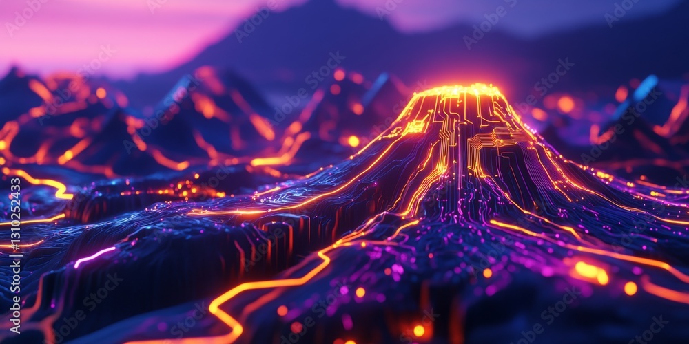 Aufkleber mesmerizing glow of vibrant lava flows over a stunning volcanic landscape. a combination of color an