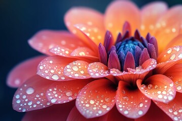 Fototapeta premium Dew-kissed petals reveal vibrant flower beauty.