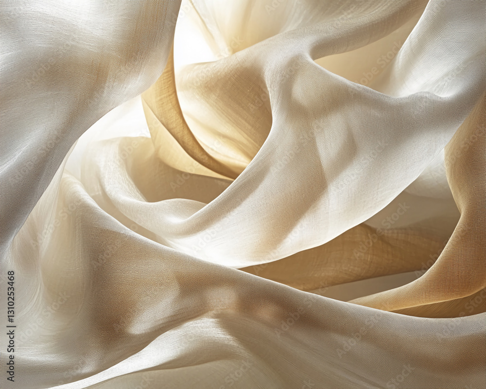 Aufkleber beige and light brown fabric texture, draped in soft waves, suggesting elegance and fluidity, ideal 