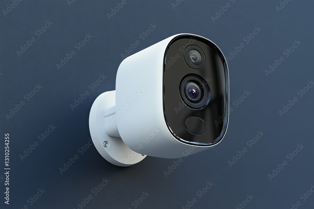 Poster high-resolution motion detection camera mounted on a wall for enhanced security monitoring