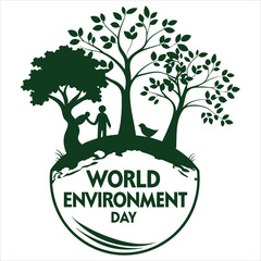 Obraz premium silhouette World Environment Day on white background 