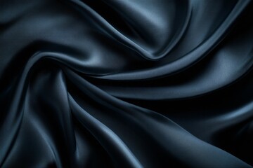 Fototapeta premium Abstract dark blue satin fabric with smooth folds and flowing waves texture