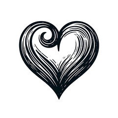 Minimalist Hand-Drawn Black Heart, perfect for Mother's Day, Valentine's Day, love themes, and romantic designs isolated on transparent background