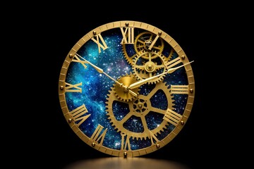 Fototapeta premium Unique clock design featuring planets and cosmic theme with detailed planetary representations