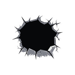 Wall Crack Hole vector, Broken wall with hole crack effect isolated vector design
