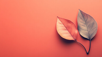 Autumn Leaves on Coral
