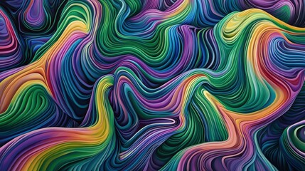 Colorful Abstract Swirls and Waves in Gradient Flowing Patterns