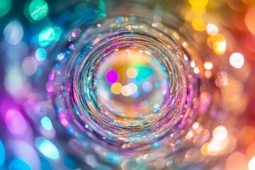 Colorful abstract swirling tunnel bokeh