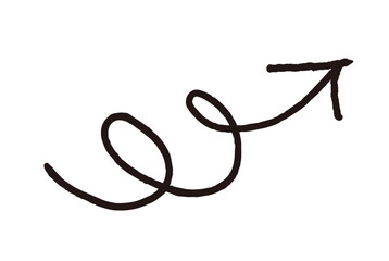 手書き　くるくる　上昇　矢印　 ベクター 　黒