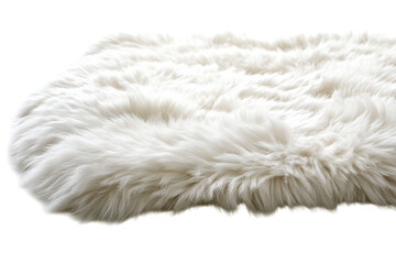 Soft white faux fur rug on a simple background, perfect for home decoration and comfort in any room setting