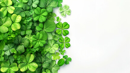Clover leaves border on white background