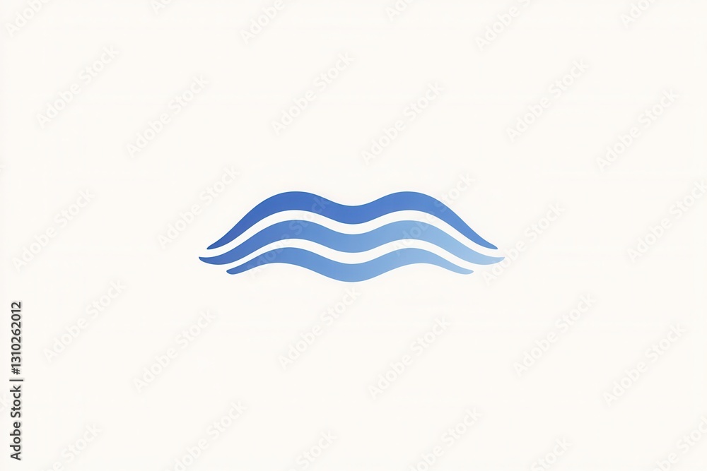 Aufkleber Wavy blue line icon representing calmness in a minimalist abstract style ideal for design projects and creative applications