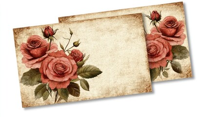 Vintage Rose Floral Design Cards