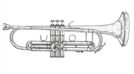 Naklejka premium Vector Illustration of a Trumpet, Designed for Artists, Representing a Musical Instrument.