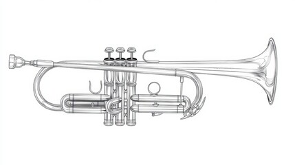 Obraz premium Vector Illustration of a Trumpet, Designed for Artists, Representing a Musical Instrument.