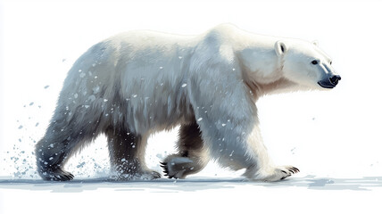 Cute walking polar bear, wild mammal