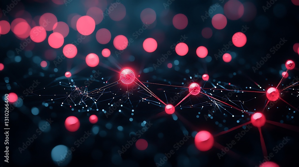 Poster glowing network nodes digital connectivity abstract technology background