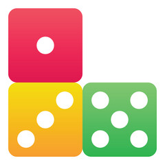 Gradient color icon, illustration for Casino, cube, dice.