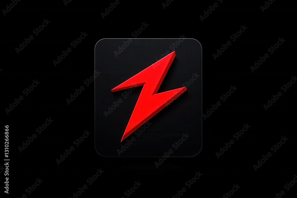 Poster bold red lightning bolt design creates striking contrast against a black background for a minimalist