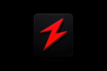 Bold red lightning bolt design creates striking contrast against a black background for a minimalist aesthetic