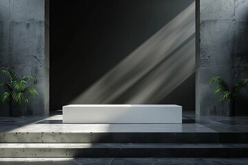 Luxurious Natural Stone Podium with Product Displayed in High-End AI Image on Black Background with Copy Space