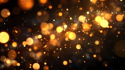 Obraz premium Golden bokeh particles on a dark background