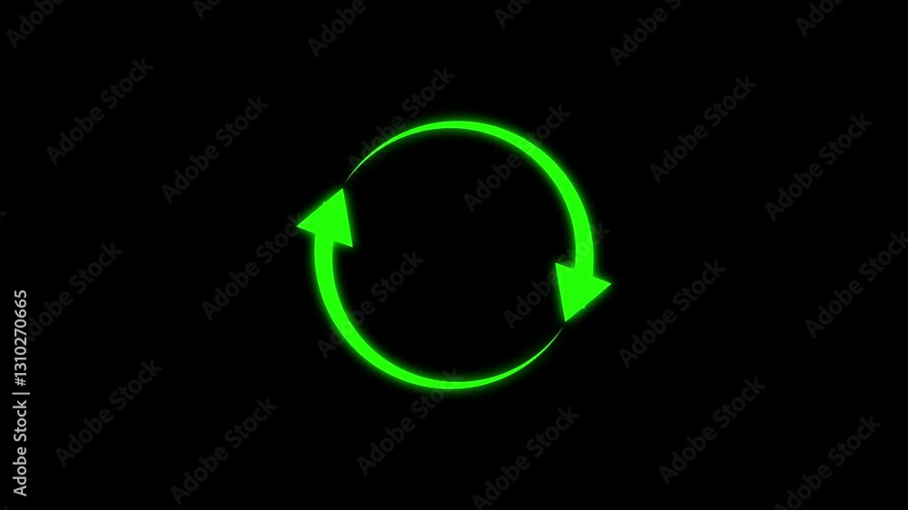 Poster refresh button, circle arrow repeat, reload icon 3d animation. neon refresh icon. glowing neon refre