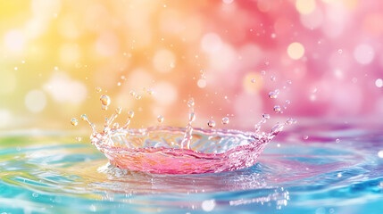 Colorful Water Drop Splash on Vibrant Background