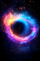 Obraz premium Cosmic swirl of bright, colorful nebulae in dark black background