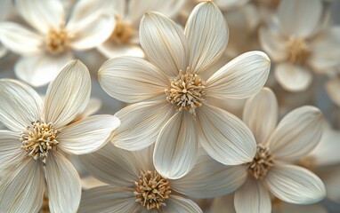 Close-up of delicate, creamy white flowers.