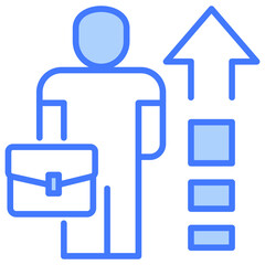 Employee Growth Blue Icon