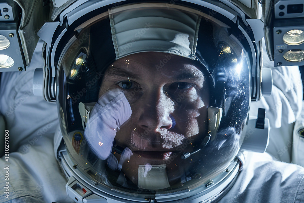 Poster astronaut in a protective spacesuit made generative ai technology