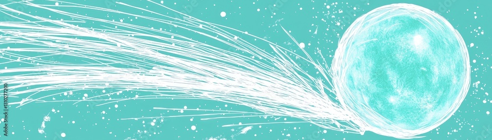 Wall mural shooting star art in space on a teal background for graphic design or presentations