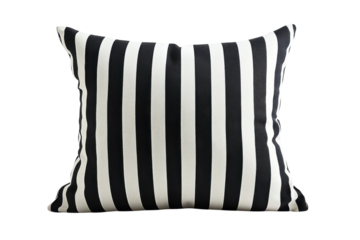 Elegant black and white striped pillow adds modern touch to home decor for stylish living spaces