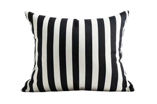 Elegant black and white striped pillow adds modern touch to home decor for stylish living spaces