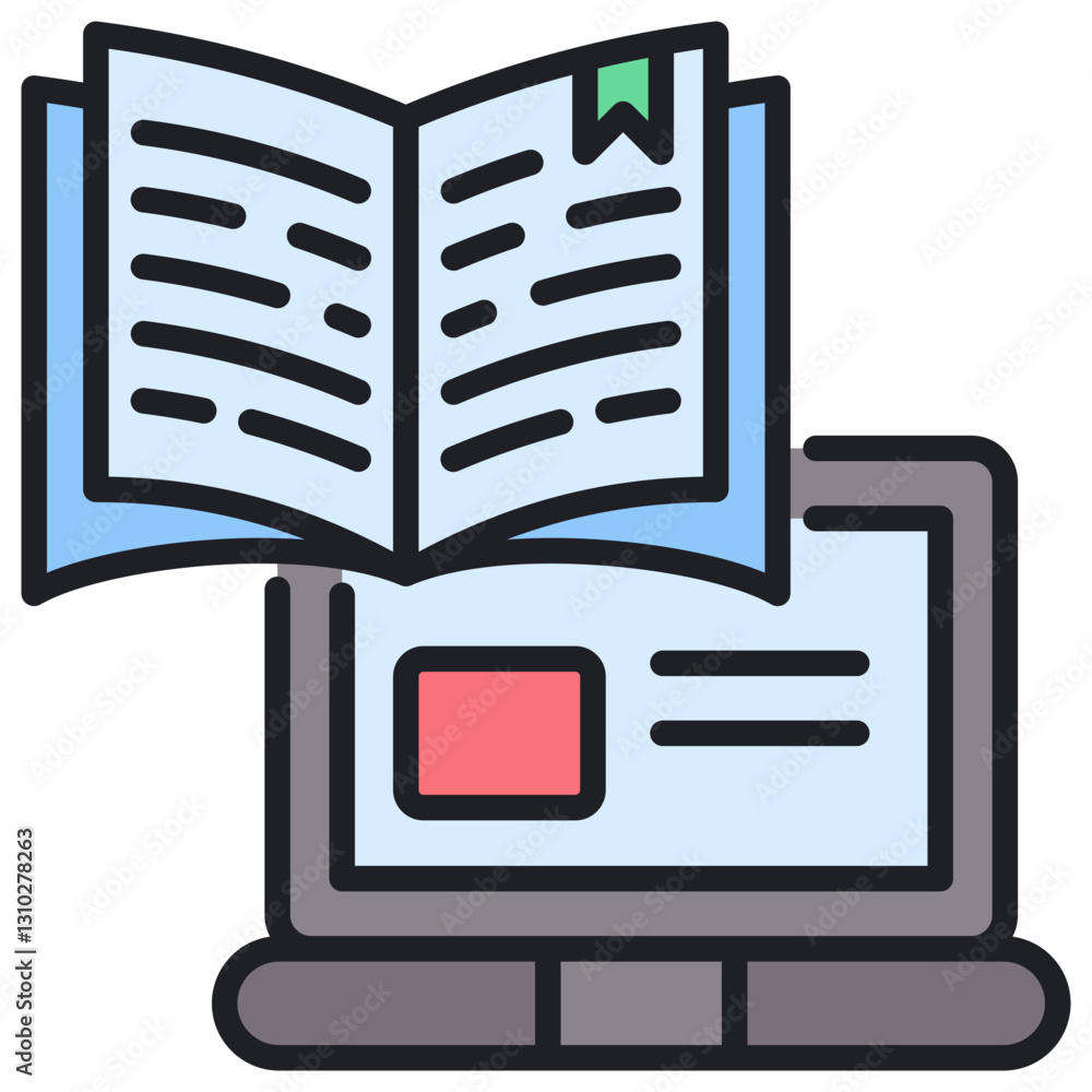 Poster adaptive learning lineal color icon