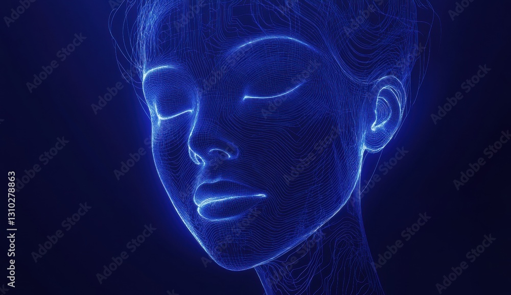 Poster abstract digital background with circuit board lines forming the shape of an ai head, symbolizing ar